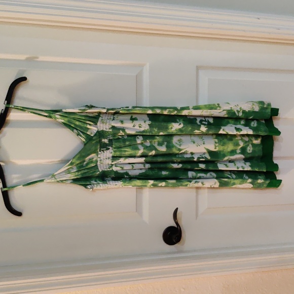 SO Junior's Spaghetti Strap Green White Floral Print Dress Medium - Picture 1 of 5